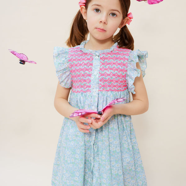 Mirabai Dress with with Barbilicious Hand Smocking made with Liberty Alice W