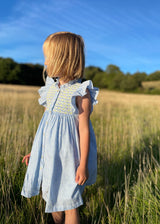 Mirabai Dress Lemon Spot Stripe with Lemon Soda Hand Smocking