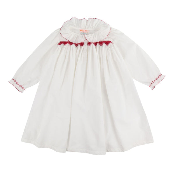 Nightingale Dress Moonstone with Antique Lace Hand Smocking