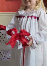 Nightingale Dress Moonstone with Antique Lace Hand Smocking