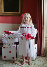 Nightingale Dress Moonstone with Antique Lace Hand Smocking
