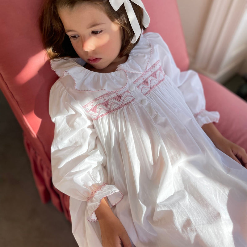 Nightingale Girl's Dress Moonstone with Kir Royale Hand Smocking