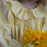 Nightingale Girl's Dress Primrose Gingham with Daffodil Hand Smocking