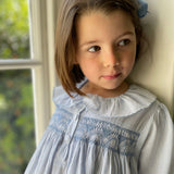 Nightingale Night Dress Deckchair Stripe with Sky Blue Hand Smocking