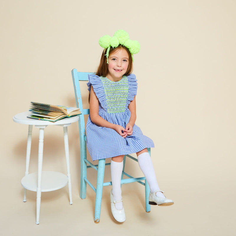 Pavlova Dress Gustavian Gingham with Lemon Drop Hand Smocking