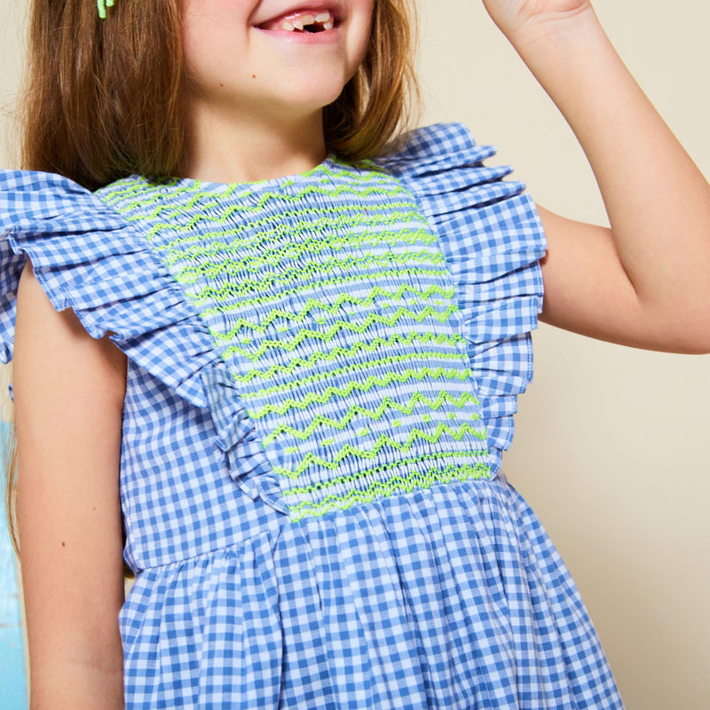 Pavlova Dress Gustavian Gingham with Lemon Drop Hand Smocking