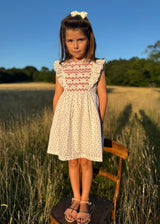 Pavlova Dress Bonne Maman Cotton with Cherry Bakewell Hand Smocking