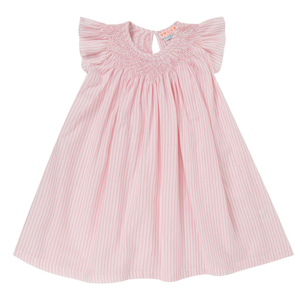 Queen Elizabeth Girl's Dress Seashell Stripe Cotton with Sugar and Spice Hand Smocking