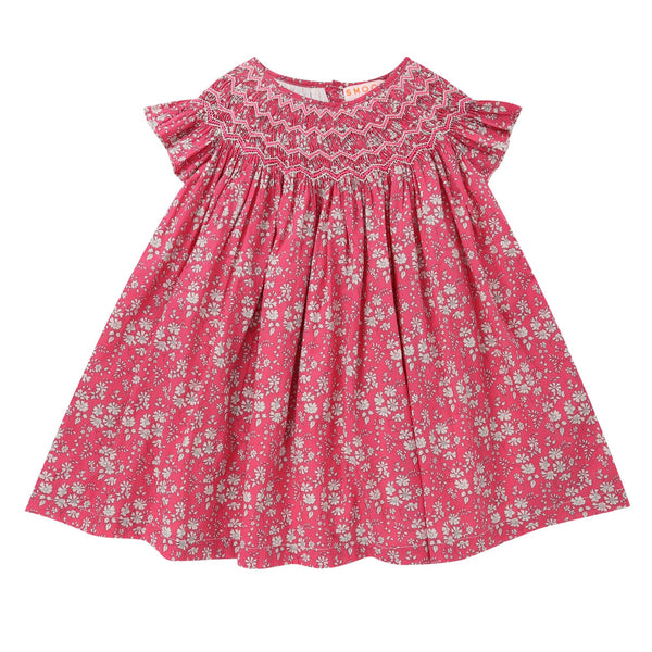 2-3 & 4-6y Queen Victoria Dress with Watermelon High Hand Smocking made with Liberty Capel Fabric