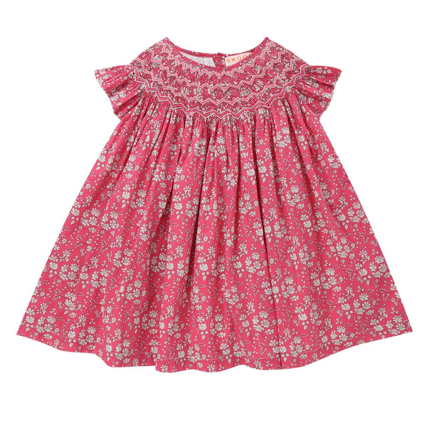 Queen Victoria Dress with Watermelon High Hand Smocking made with Liberty Capel Fabric
