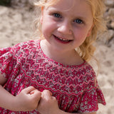 2-3 & 4-6y Queen Victoria Dress with Watermelon High Hand Smocking made with Liberty Capel Fabric
