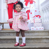 Queen Victoria Romper with Poinsettia Hand Smocking made with Liberty D'Anjo Fabric