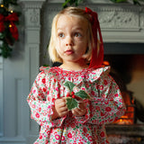 Queen Victoria Romper with Poinsettia Hand Smocking made with Liberty D'Anjo Fabric