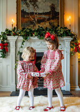 Queen Victoria Romper with Poinsettia Hand Smocking made with Liberty D'Anjo Fabric