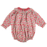 Queen Victoria Romper with Poinsettia Hand Smocking made with Liberty D'Anjo Fabric