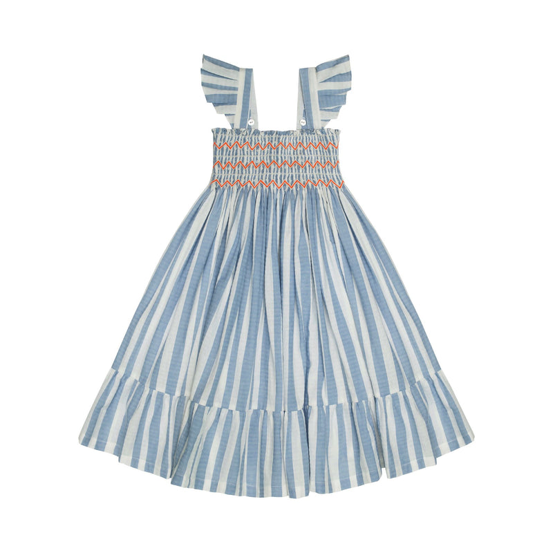 2-3y Rachel Carson Dress On The Horizon Stripe with You've Been Tangoed Hand Smocking