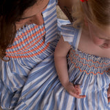 2-3y Rachel Carson Dress On The Horizon Stripe with You've Been Tangoed Hand Smocking