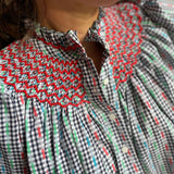 Scholl Women's Blouse Channel 4 Grid with Red or Dead Hand Smocking Edition 16
