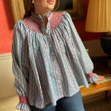 Scholl Women's Blouse Channel 4 Grid with Red or Dead Hand Smocking Edition 16
