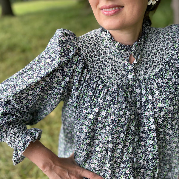Scholl Women's Blouse Ditsy Blooms Cotton Lawn with Cowslip Hand Smocking Edition 13
