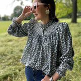 Scholl Women's Blouse Ditsy Blooms Cotton Lawn with Cowslip Hand Smocking Edition 13