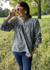 Scholl Women's Blouse Ditsy Blooms Cotton Lawn with Cowslip Hand Smocking Edition 13