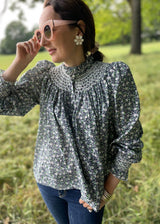 Scholl Women's Blouse Ditsy Blooms Cotton Lawn with Cowslip Hand Smocking Edition 13