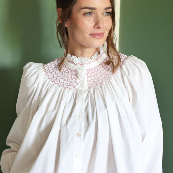 Scholl Women's Blouse White with Kir Royale Hand Smocking Edition 19