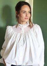 Scholl Women's Blouse White with Kir Royale Hand Smocking Edition 19