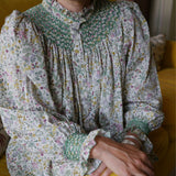 Scholl Women's Blouse with Evergreen Hand Smocking made with Liberty Field Flowers Edition 15