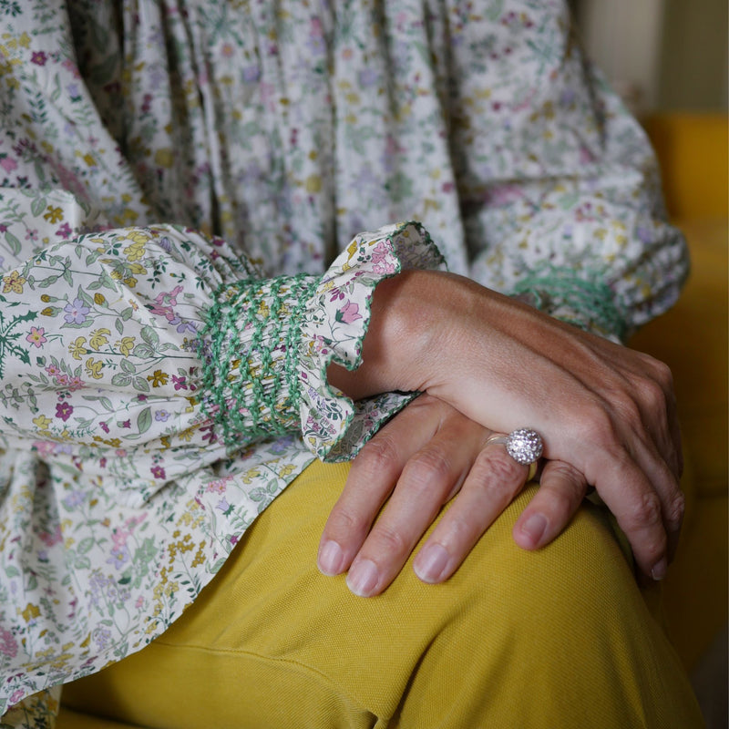 Scholl Women's Blouse with Evergreen Hand Smocking made with Liberty Field Flowers Edition 15