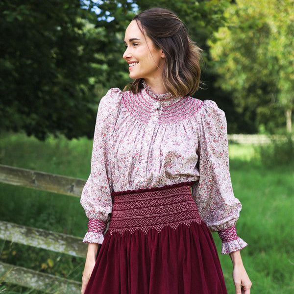 Scholl Women's Blouse with Fallen Leaves Hand Smocking made with Liberty Ava Edition 14