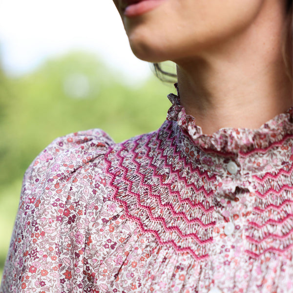 Scholl Women's Blouse with Fallen Leaves Hand Smocking made with Liberty Ava Edition 14