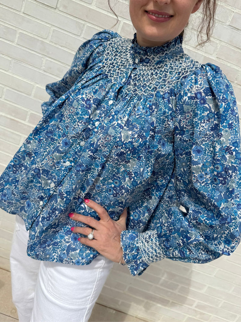 Scholl Blouse with White Horses Hand Smocking Made With Liberty Margaret Annie Edition 42