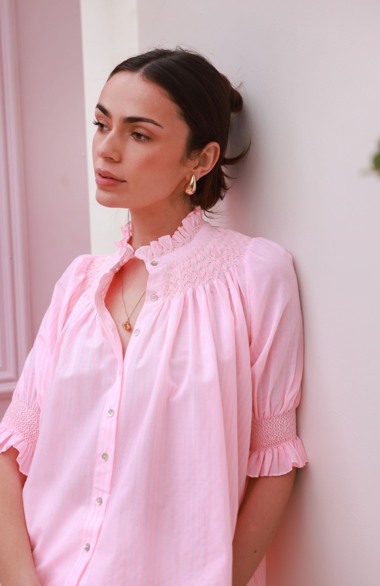 Scholl Summer Blouse Watermelon Stripe with Lemon Sorbet Hand Smocking Edition 65