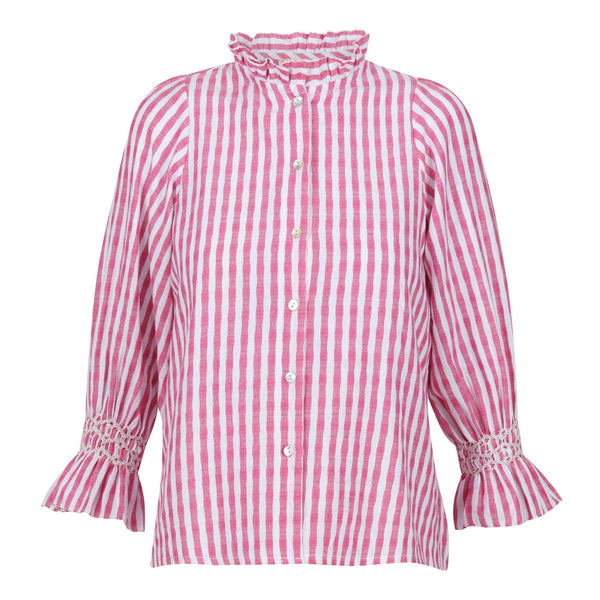 Shelley Blouse Painted Pink Stripes with Icecap Hand Smocking Edition 1
