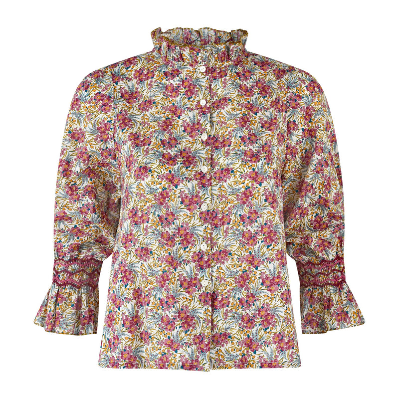 Small Shelley Blouse with Copper Beach Hand Smocking made with Liberty Swirling Petals Edition 5
