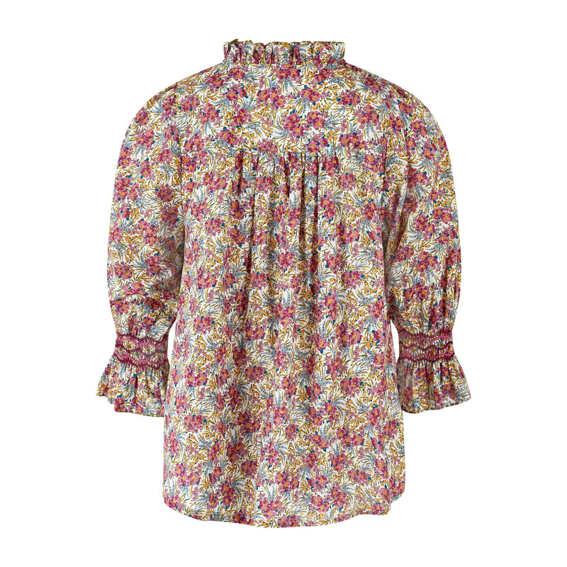 Small Shelley Blouse with Copper Beach Hand Smocking made with Liberty Swirling Petals Edition 5