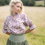 Small Shelley Blouse with Copper Beach Hand Smocking made with Liberty Swirling Petals Edition 5