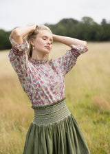 Small Shelley Blouse with Copper Beach Hand Smocking made with Liberty Swirling Petals Edition 5
