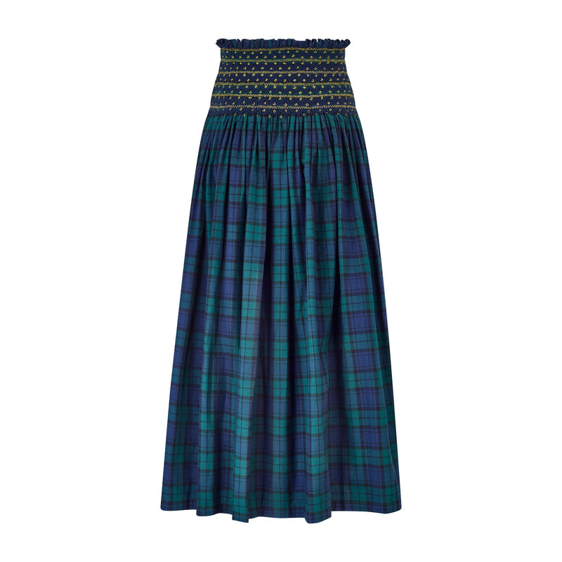Sullivan Women's Skirt Black Watch Tartan with Royal Navy Hand Smocking