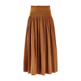 Sullivan Women's Skirt Butterscotch Needlecord with Spiced Vanilla Hand Smocking