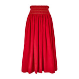 Sullivan Women's Skirt Crimson Needlecord with Gold Coin Hand Smocking