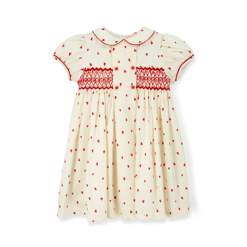 Thatcher Dress Loveheart Cotton Lawn with My Funny Little Valentine Hand Smocking