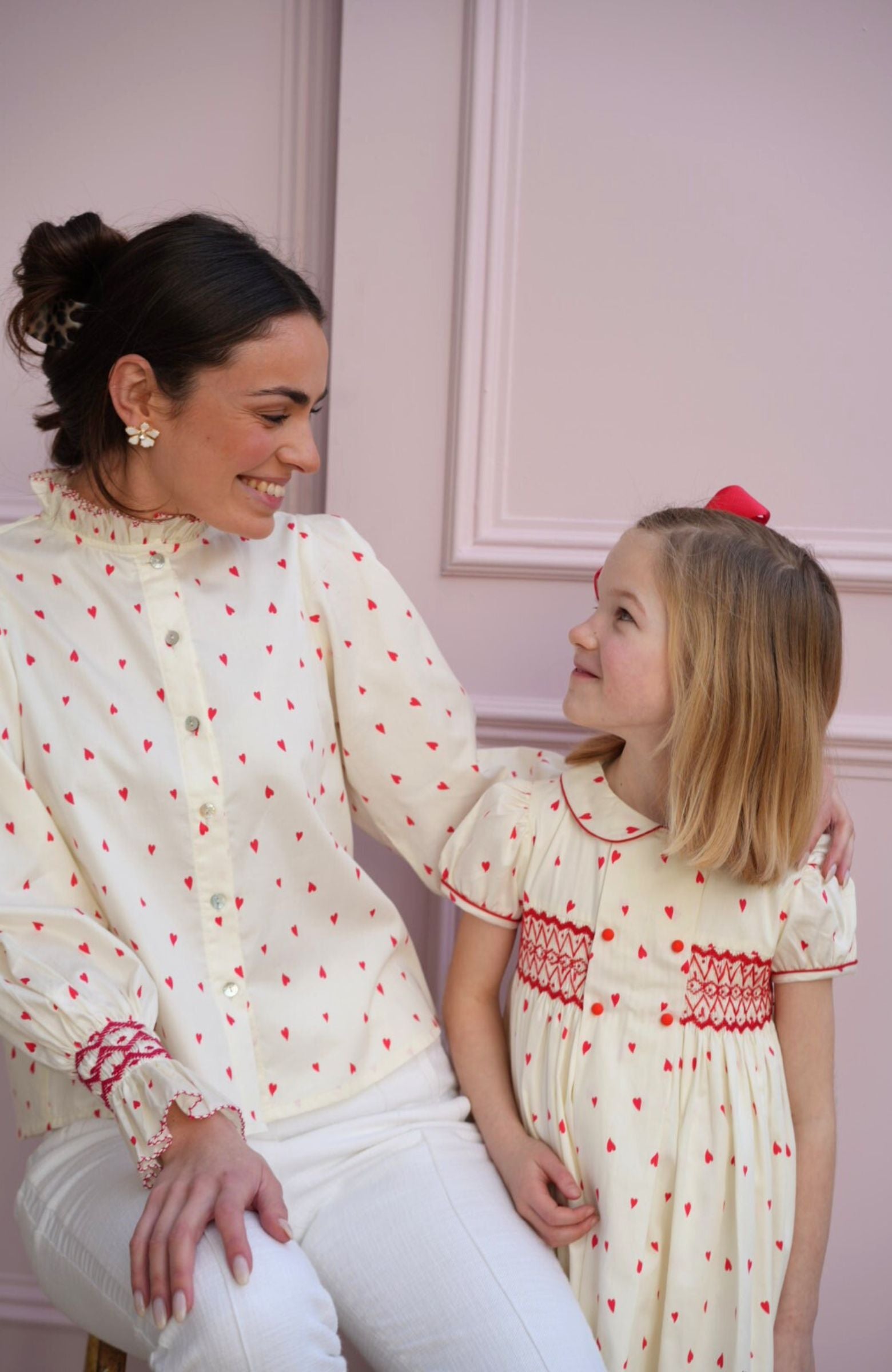 Thatcher Dress Loveheart Cotton Lawn with My Funny Little Valentine Hand Smocking