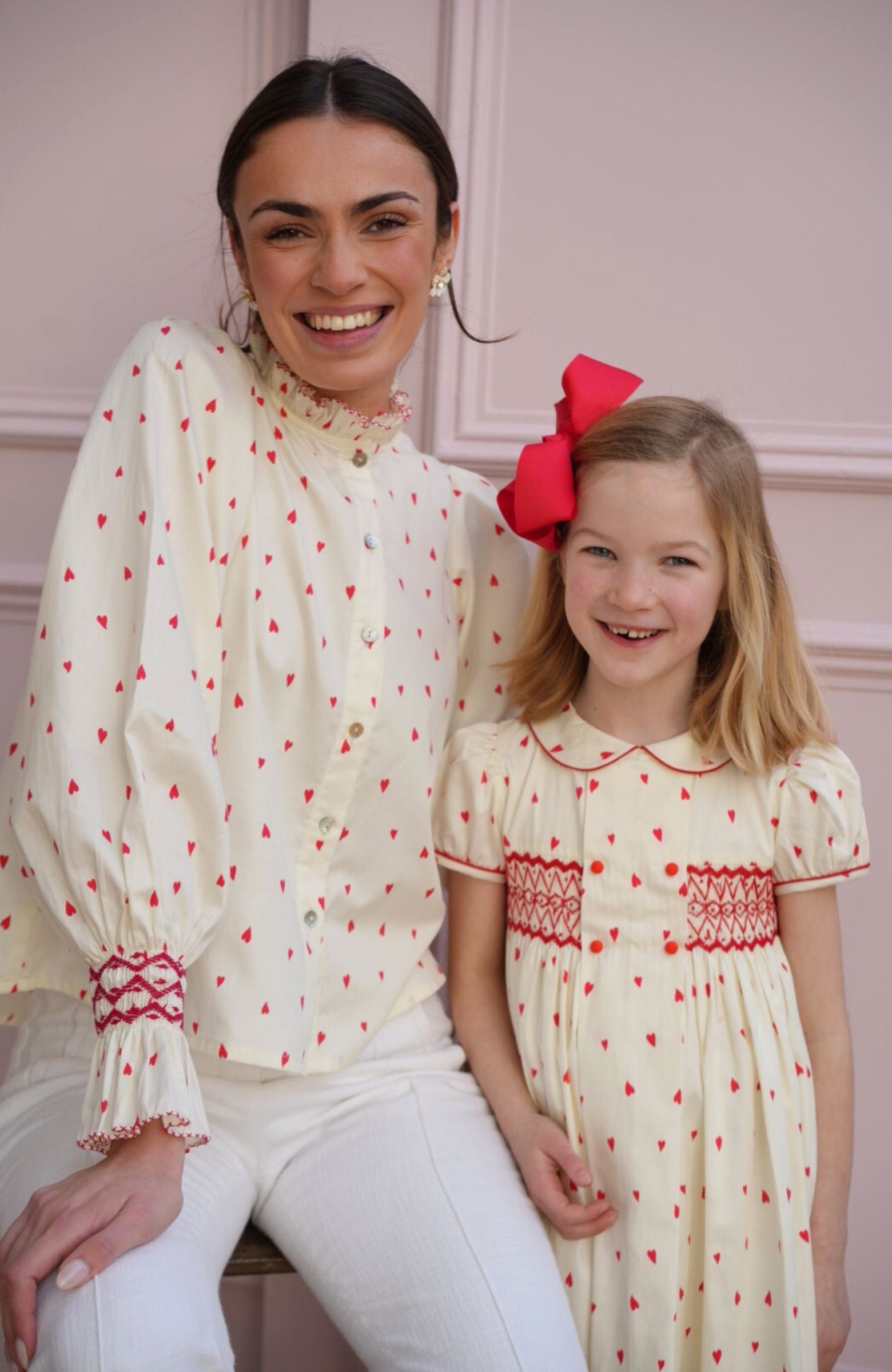 Thatcher Dress Loveheart Cotton Lawn with My Funny Little Valentine Hand Smocking