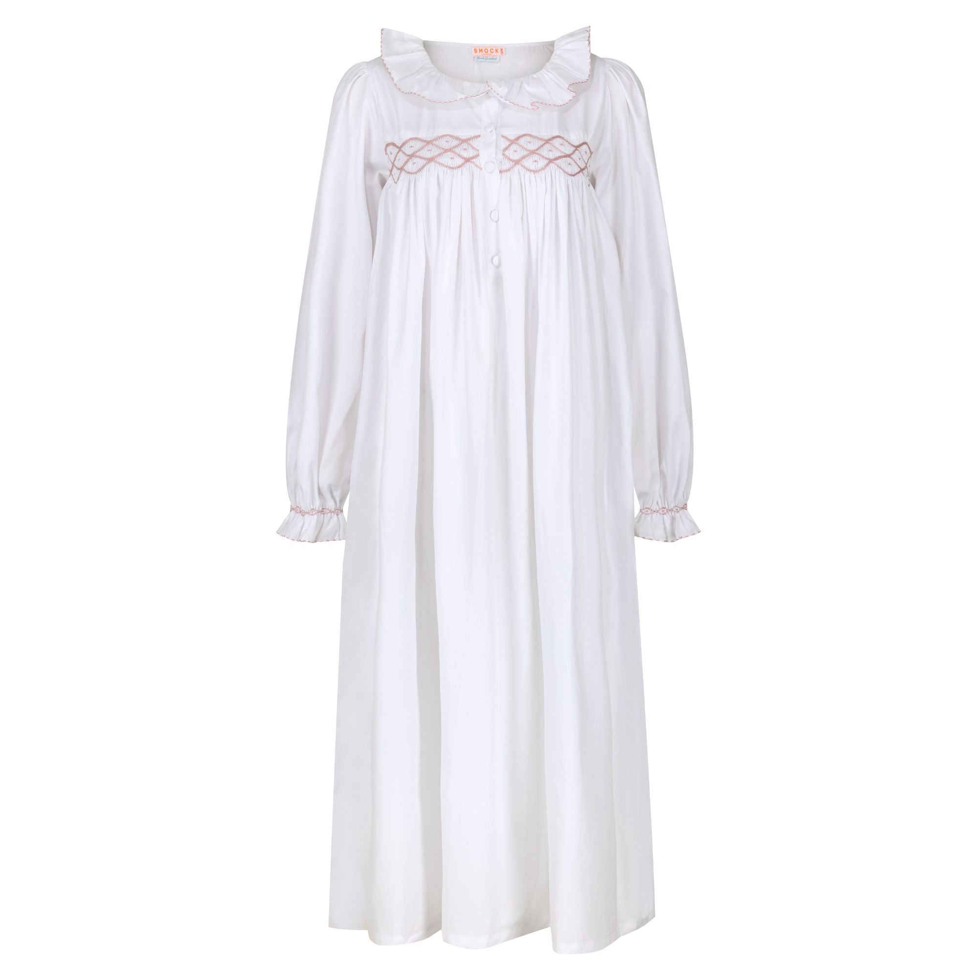 Mother Teresa Women's Nursing & Maternity Dress Long Sleeves with Mermaid Tail Kir Royale Hand Smocking