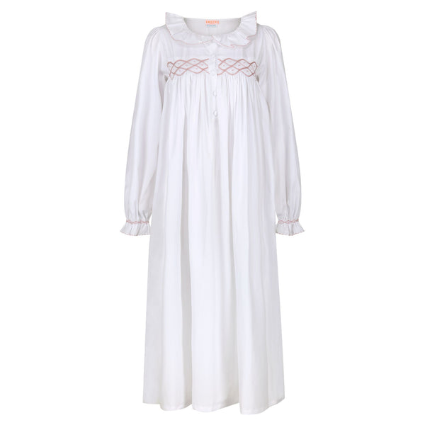 Mother Teresa Women's Nursing & Maternity Dress Long Sleeves with Mermaid Tail Kir Royale Hand Smocking