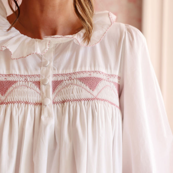 Women's Nightingale Dress Long Sleeves Moonstone with Kir Royale Hand Smocking