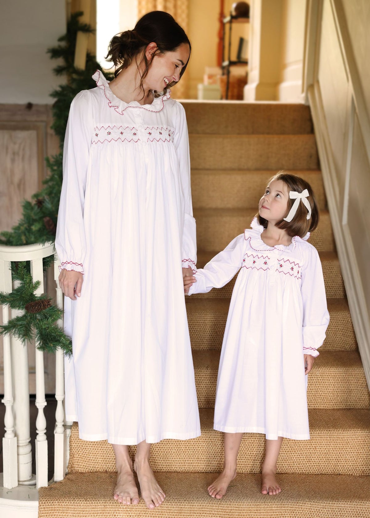 S/M Women's Nightingale Night Dress Moonstone with Holly Hand Smocking